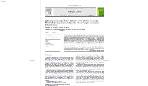 Optimizing laboratory production of Strelkovimermis spiculatus (Nematoda: Mermithidae) with a discussion of potential release strategies for mosquito biological control